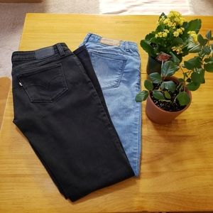 Bundle of 2 basic women jeans blue and black